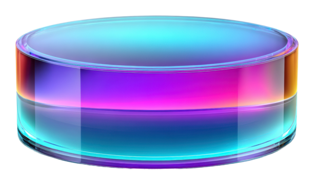 Vibrant colorful glass surface abstract digital design view isolated on transparent background