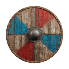 Fototapeta premium Warrior action shield display in historical battle environment isolated on transparent background