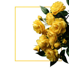 Floral arrangement displaying yellow roses in natural light isolated on transparent background