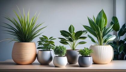 Fototapeta premium stylish indoor plants in modern pots for home or office decor