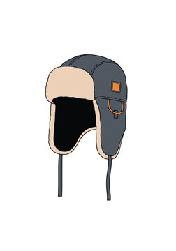 Warm winter hat with ear flaps and chin straps for cold weather outdoor activities