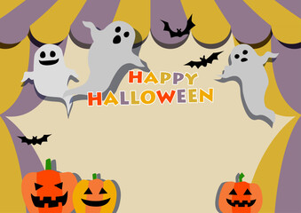 ハロウィンの壁紙背景素材　お化けとカボチャとテント