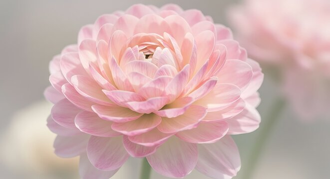 Delicate Pink Ranunculus Bloom.