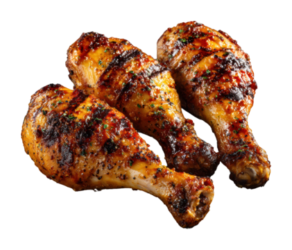Grilled chicken legs backyard barbecue food isolated on transparent background