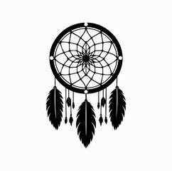 Dream Catcher Silhouette &ndash; Bohemian Tribal Ornament