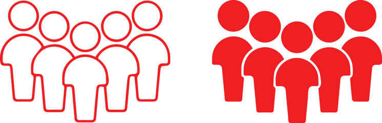 people, group, crowd, figures, red, silhouette, geometric, minimalist People, group,icon team, crowd, community, audience, organization, workforce, human figures, 