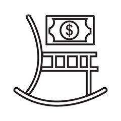 Rocking chair with dollar bill