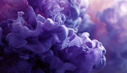 Abstract swirls of purple and lavender ink in liquid