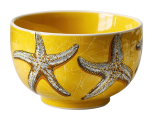 Decorative yellow starfish bowl home vibrant kitchen environment isolated on transparent background