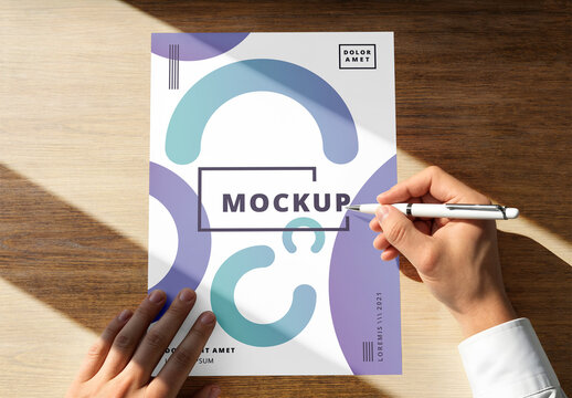 Pen and Paper Mockup with Handwriting in Sunlight