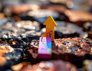 Colorful arrow on stones