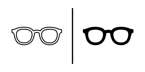Spectacle Choices: A minimalist depiction contrasting spectacle options. One frame delineated, the other solid, symbolizes choices in vision accessories. 