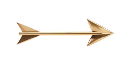 Gold metallic arrow on black background for elegant design concepts