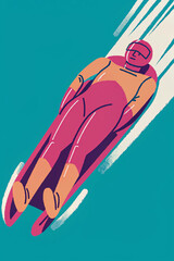luge athlete lying flat on sled, high-speed winter sports action
