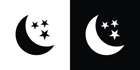 Moon stars icon flat design. Eps 10