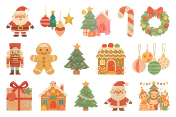 PNG Festive Christmas holiday icons collection, element set on transparent background