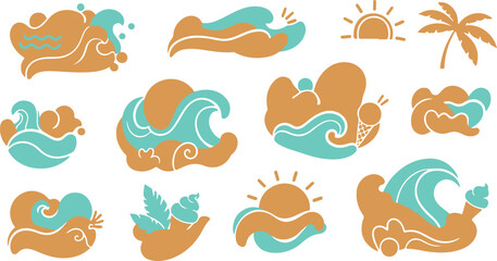 Delightful retro summer elements illustration perfect for vacation and beach themed projects 75