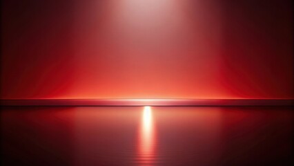 Illuminated Red Horizon A Minimalist Composition Featuring a Reflective Surface and a Gradient Background