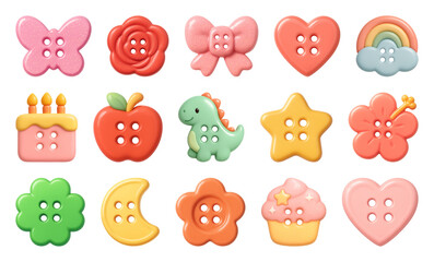 PNG Colorful whimsical buttons collection, element set on transparent background