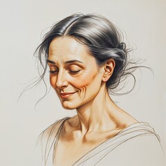 Smiling Woman with Windblown Hair