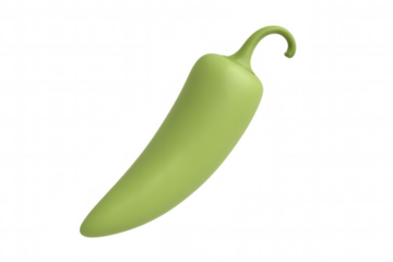 Green chili pepper spinning against transparent backdrop, showcasing detailed 3d rendering for culinary graphic design needs
