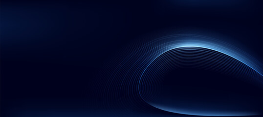 Technology Digital Blue Curved Lines Abstract Background