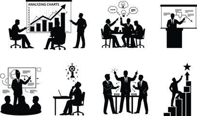 Business people analyzing charts, teamwork, brainstorming ideas, presentation, leadership, corporate success, strategy planning, office meeting, data discussion, professional collaboration, business g