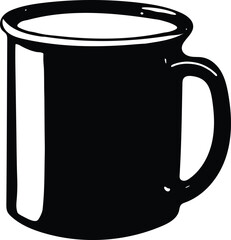 Coffee Mug silhouette, enamel camping mug profile, high-contrast black  vector for outdoor, travel and branding use, scalable artwork for print and labels