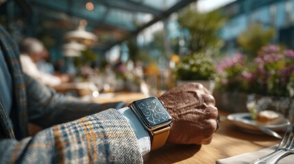 Businessperson Using Contactless Payment Technology at a Restaurant