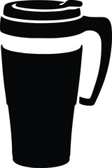 Coffee Mug silhouette, to-go coffee mug front view, high-contrast black  vector for takeaway branding and packaging, scalable artwork for labels and menus