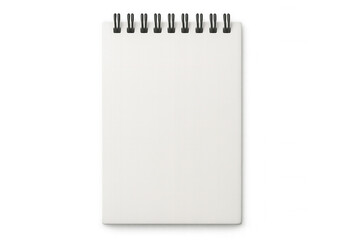 White spiral-bound notebook lying closed against transparent background, ready for creative design mockup