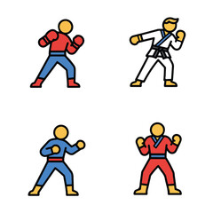 Obraz premium Icons showing martial arts positions