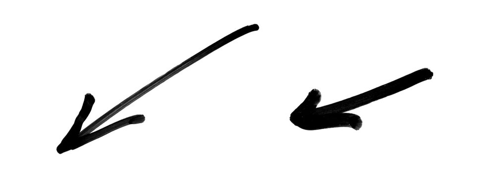  set of grunge doddle black arrows isolate on ransparent background,scribble arrows marker,Design template or mockup,hand drawn vector illustration of a brush	