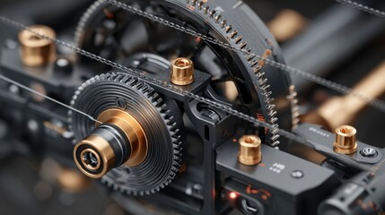 Fototapeta premium Detailed Close-Up of a Compound Bow Pulley System Components