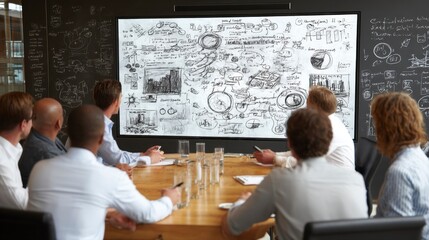 Business Strategy Session with Digital Mind Map Presentation