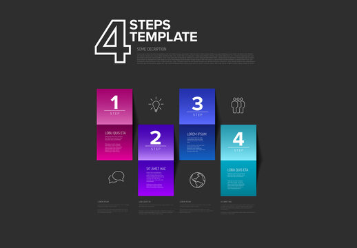 4 Steps Infographic Timeline Template with Colorful Blocks