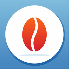 Red Coffee Bean Icon On White Circle