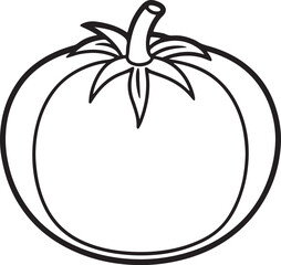 tomato line art, coloring book page line art drawing, vector and illustration
