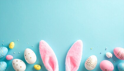 easter eggs on a blue background