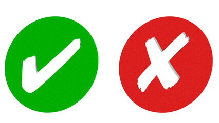 Green checkmark and red X mark buttons