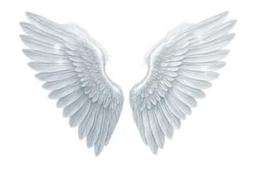 Fototapeta premium White angel wings spreading softly, symbolizing heavenly grace against transparent backdrop, radiating spiritual purity