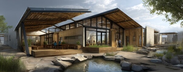 Obraz premium Award-Winning Green Architecture School Building Design Concept