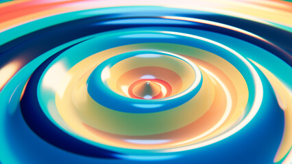Abstract background showing vibrant multicolored gradient swirls forming concentric circles with a central peak