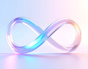 Abstract Infinity Symbol: Glassy, Pastel-Colored Lemniscate on Light Background