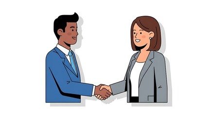 Business partners shaking hands, celebrating a successful deal with mutual agreement