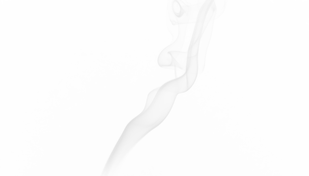 PNG of graceful smoke streak rising like a soft flame, elegant white vapor, transparent background, ideal for abstract, mystical, atmospheric, artistic, and design overlay projects.