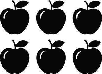 Set of Apple Silhouette Vector Icons - Minimalist Flat Graphics Collection