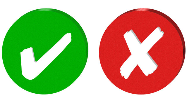 Green checkmark and red X mark buttons