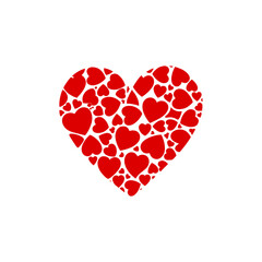Fototapeta premium Red heart composed of many smaller red hearts isolated on transparent background
