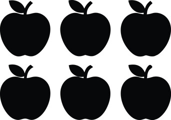 Set of Apple Silhouette Vector Icons - Minimalist Flat Graphics Collection